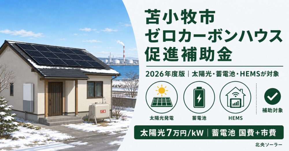 【2026年度】苫小牧市ゼロカーボンハウス促進補助金 完全ガイド｜太陽光・蓄電池・HEMSで最大数百万円