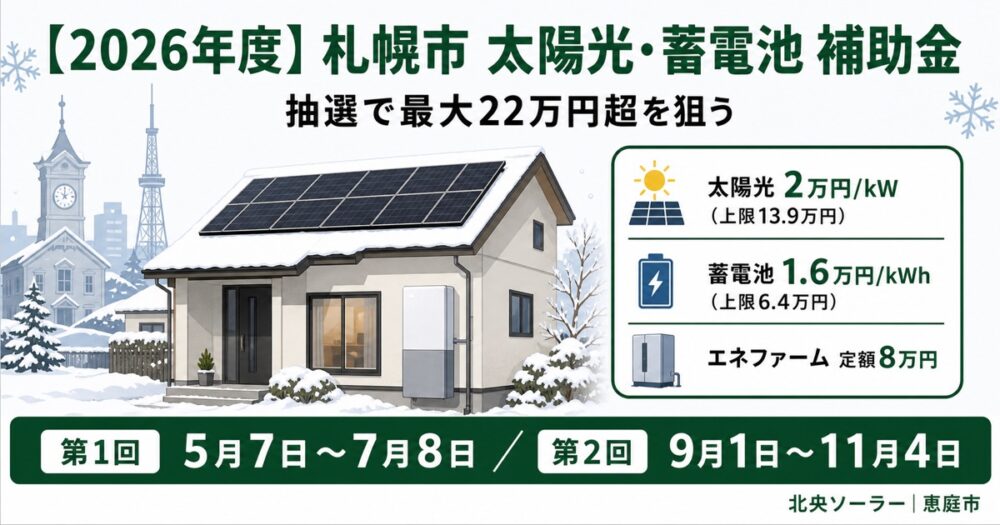【2026年度】札幌市の太陽光・蓄電池補助金 完全攻略｜抽選で最大22万円超を狙う方法