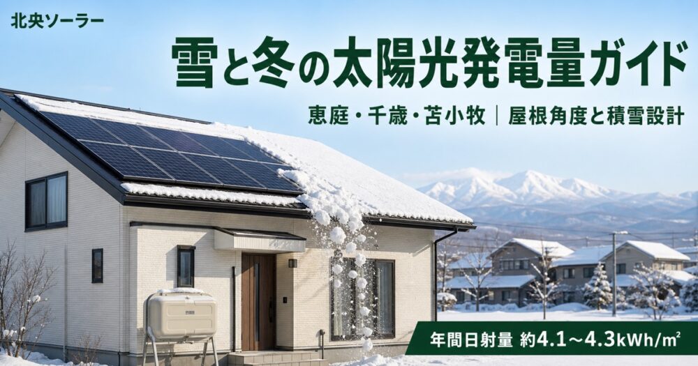 恵庭・千歳・苫小牧・北広島の太陽光発電「雪」と「冬」の発電量実測ガイド｜屋根角度と積雪設計