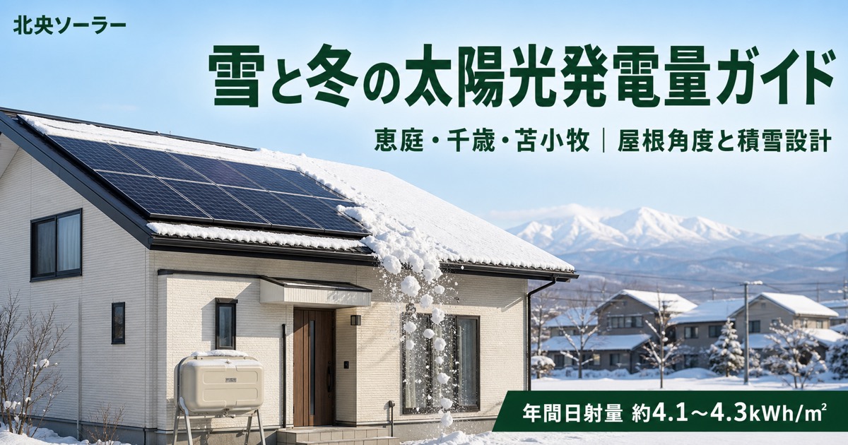 恵庭・千歳・苫小牧・北広島の冬の太陽光発電と屋根の積雪対策イメージ