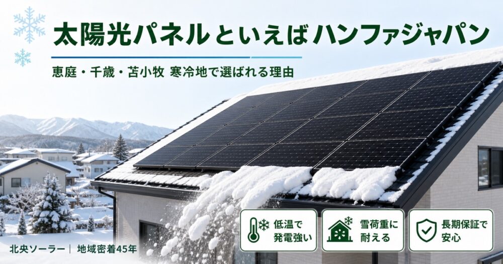 恵庭・千歳・苫小牧・北広島で太陽光パネルといえばハンファジャパン｜寒冷地で選ばれる理由を徹底解説