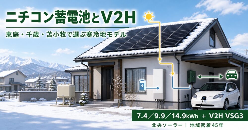 恵庭・千歳・苫小牧・北広島で選ぶニチコン蓄電池とV2H｜寒冷地性能で見るおすすめモデル