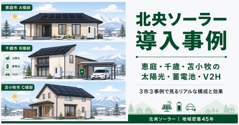 北央ソーラーの恵庭・千歳・苫小牧・北広島 導入事例で見る太陽光・蓄電池・V2Hのリアル